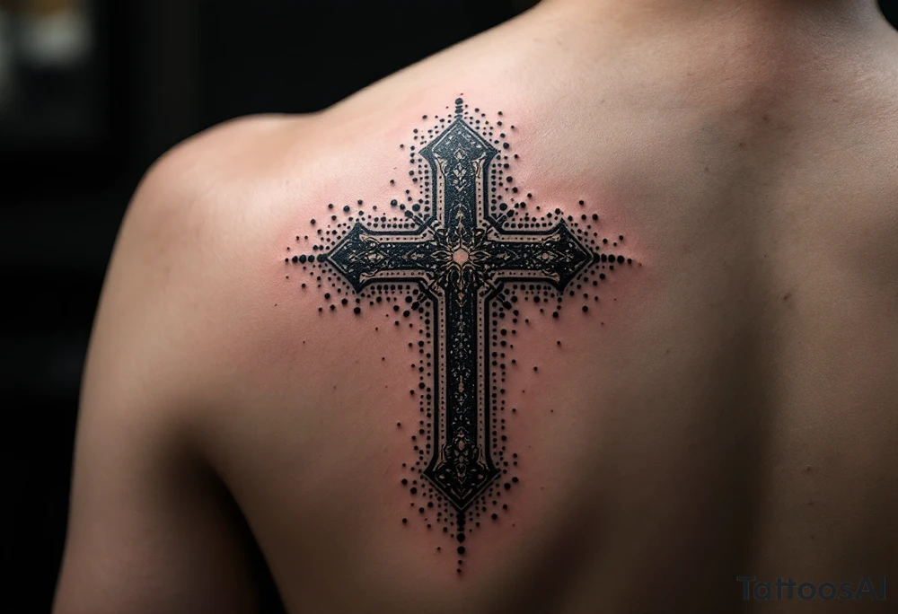 Colorful cross 
colorful cross tattoo idea
