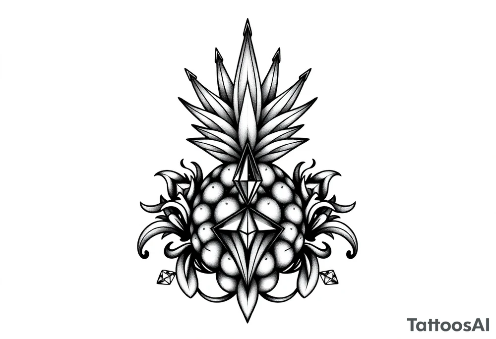Majestic crown ,pineapple ,vagina, anus ,diamonds tattoo idea