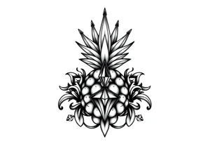 Majestic crown ,pineapple ,vagina, anus ,diamonds tattoo idea