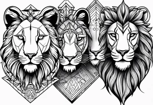 tattoo full sleeve that includes lion, cancer, aquarius and sagittarius signs tattoo idea