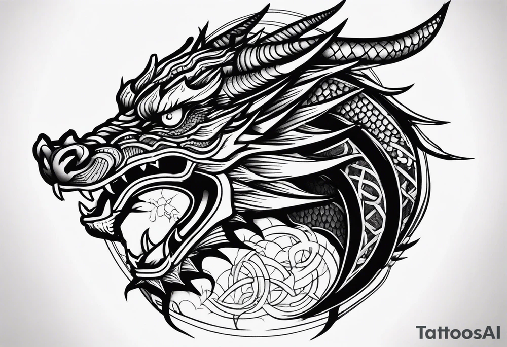 Dragon head facing front, tattoo should look old school Japanese way tattoo idea