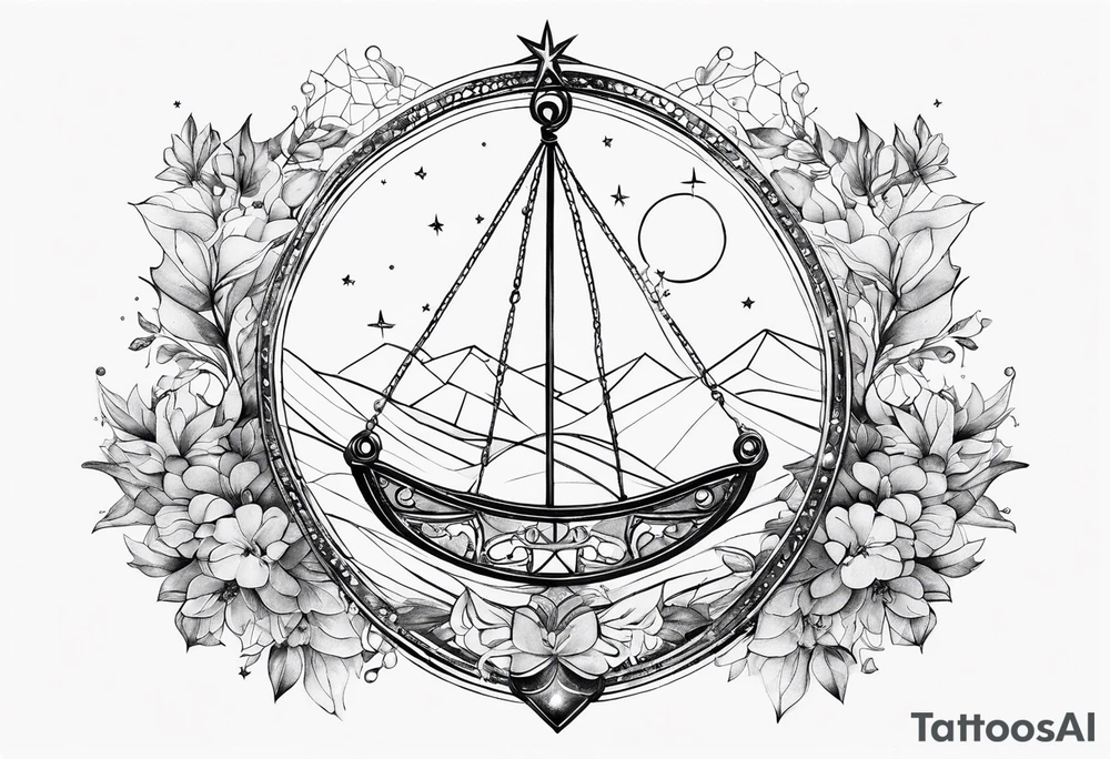 Geometric libra with constellation tattoo idea