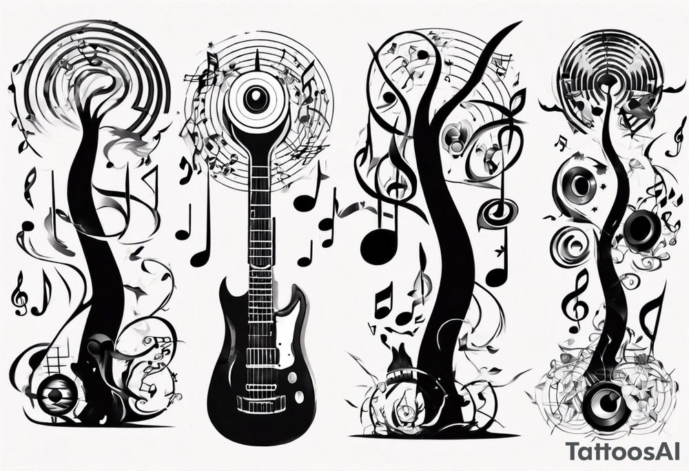 music speaker note tree stave tattoo idea