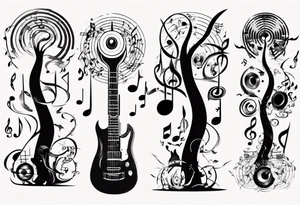 music speaker note tree stave tattoo idea