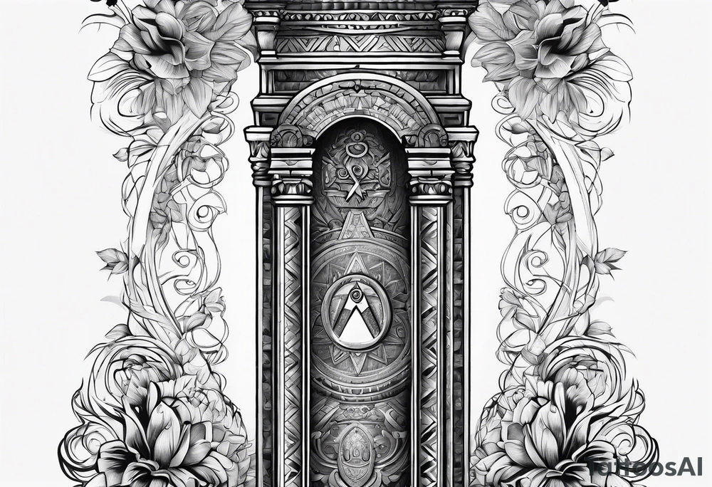 Masonic pillar background tattoo idea