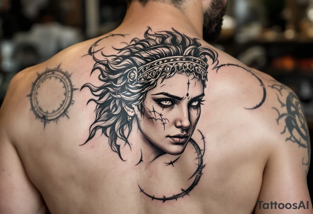 Athena goddess of war and wisdom tattoo idea