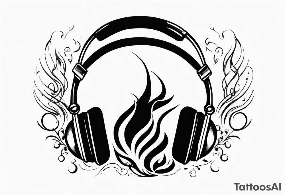 Music on fire tattoo idea
