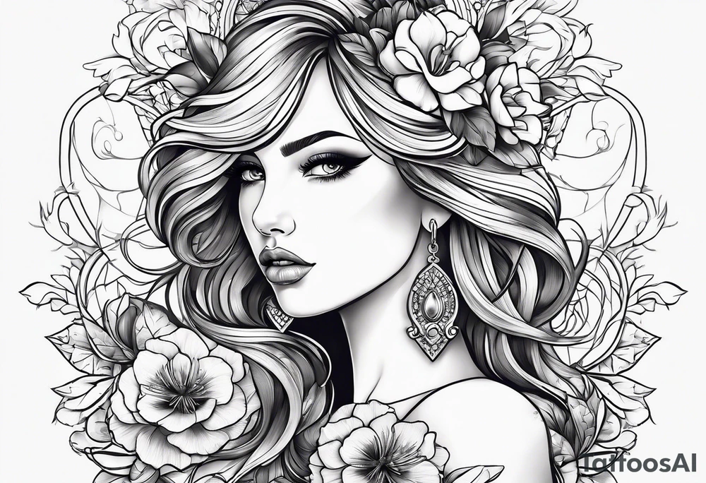 Female outline tattoo idea