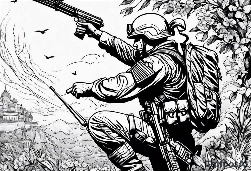 soldier reaching for the sky tattoo idea