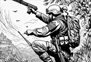 soldier reaching for the sky tattoo idea