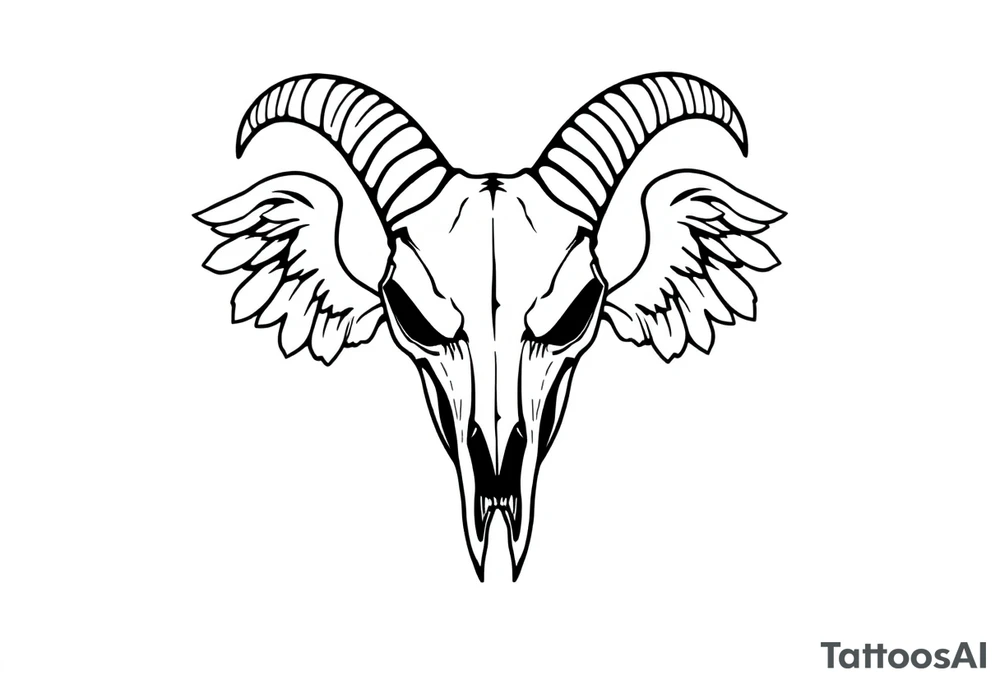 goat skull odd crying angel un tattoo idea