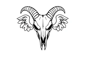 goat skull odd crying angel un tattoo idea