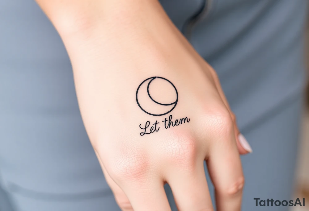 Mystical holistic croissant de moon with the text Let Them tattoo idea