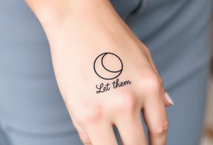 Mystical holistic croissant de moon with the text Let Them tattoo idea