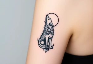 Lone wolf howling at the moon tattoo idea