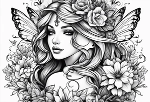 Flowers and fairies tattoo idea