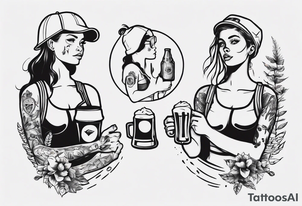 two girls, coffee, hiking, cycling, beer, gym tattoo idea