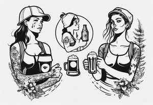two girls, coffee, hiking, cycling, beer, gym tattoo idea