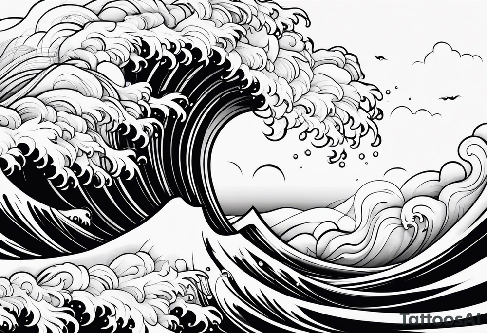 stylized waves in simple, minimalist tattoo idea