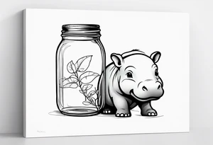 Baby hippo with Mason jar tattoo idea