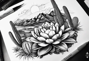 Mountain,  cactus, forearm tattoo idea