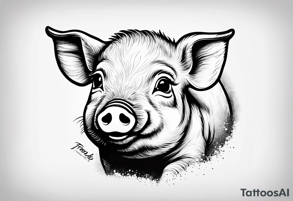 cute piglet.
with text: "friends not food" tattoo idea