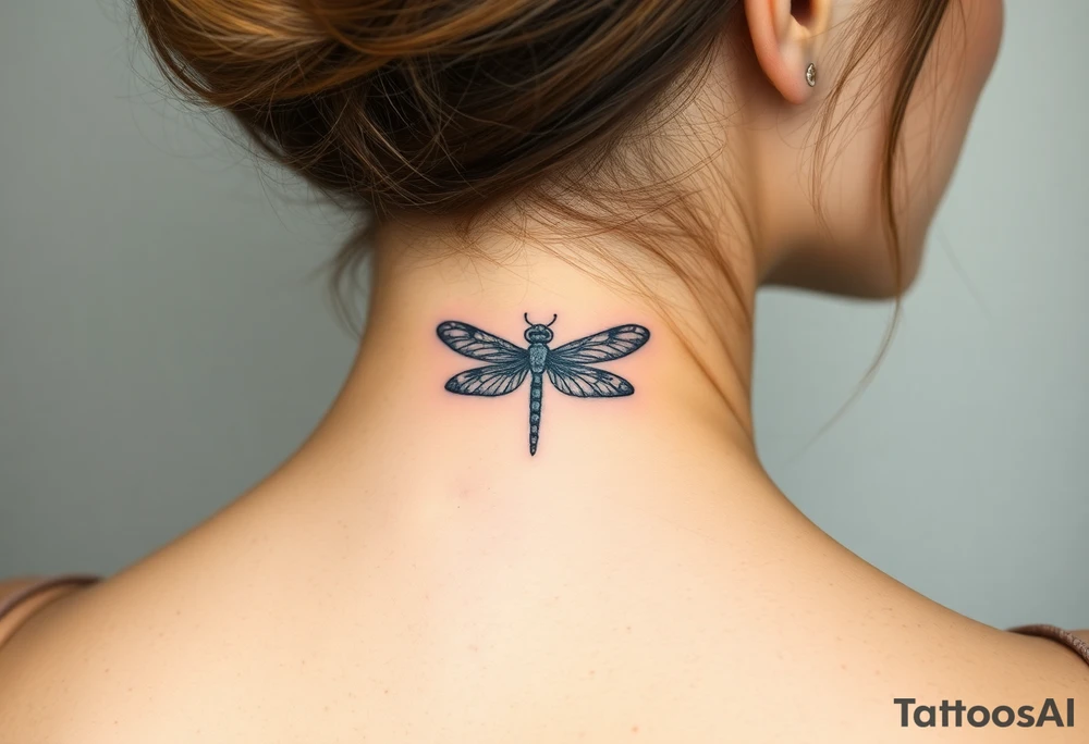 powerful, simple, and amazing dragonfly behind my ear tattoo that represents change, freedom an tattoo idea