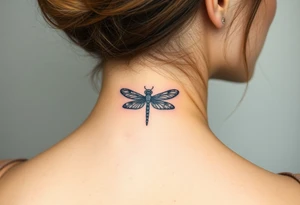 powerful, simple, and amazing dragonfly behind my ear tattoo that represents change, freedom an tattoo idea