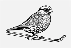 Partridge on skis with pit viper sunglasses tattoo idea