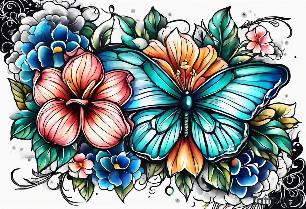 sea, night, flower, republic dominicana tattoo idea