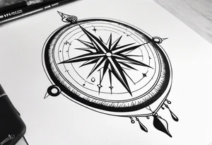 Jelly fish swimming spine compass anchor tattoo idea