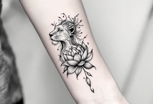 Lioness and lotus flower tattoo idea