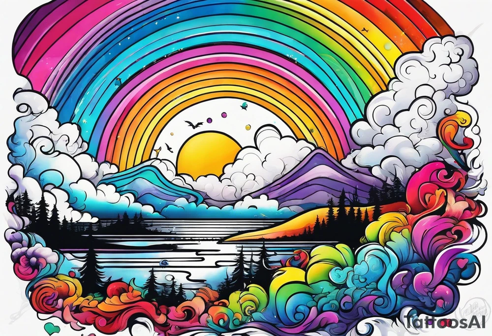 You never walk alone in rainbow colors tattoo idea