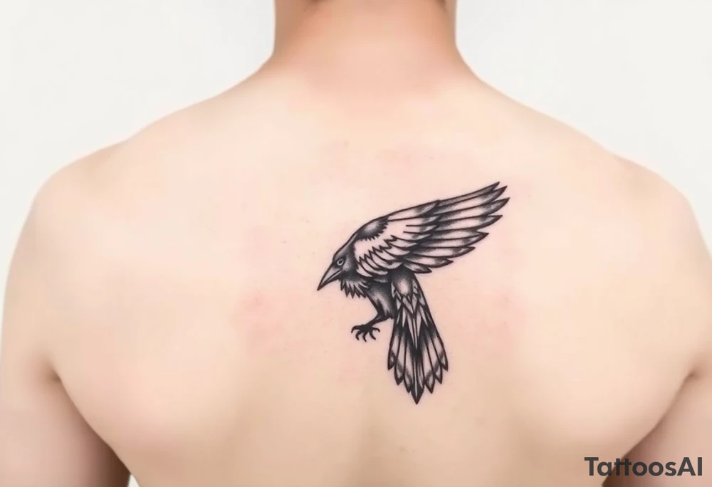 Geometric design of crow with dark shading tattoo idea