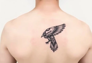 Geometric design of crow with dark shading tattoo idea