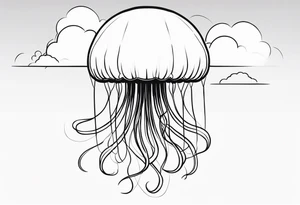 jellyfish with a small head and really long tentacles. Add clouds behind it like it’s floating in the sky tattoo idea
