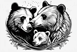mother bear with cub facing each other looking at each other tattoo idea
