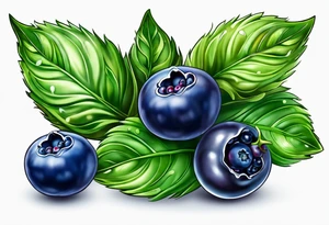 3 blueberries with a leaf tattoo idea
