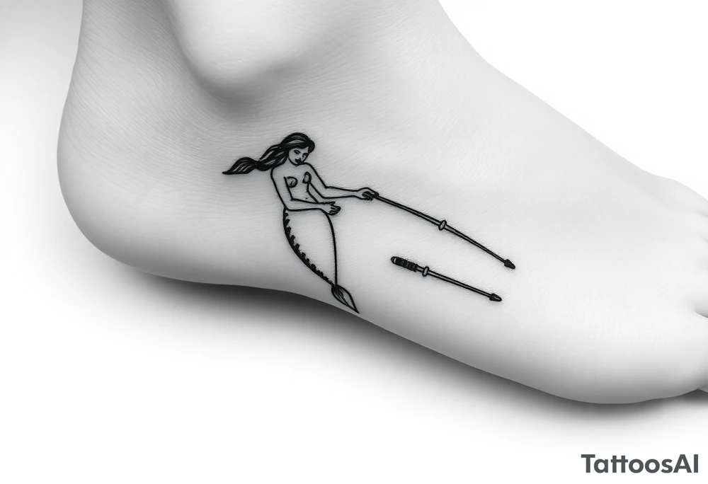 Mermaid with crutches tail tattoo idea