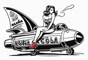 Nuka cola girl sat on rocket drinking nuka cola tattoo idea