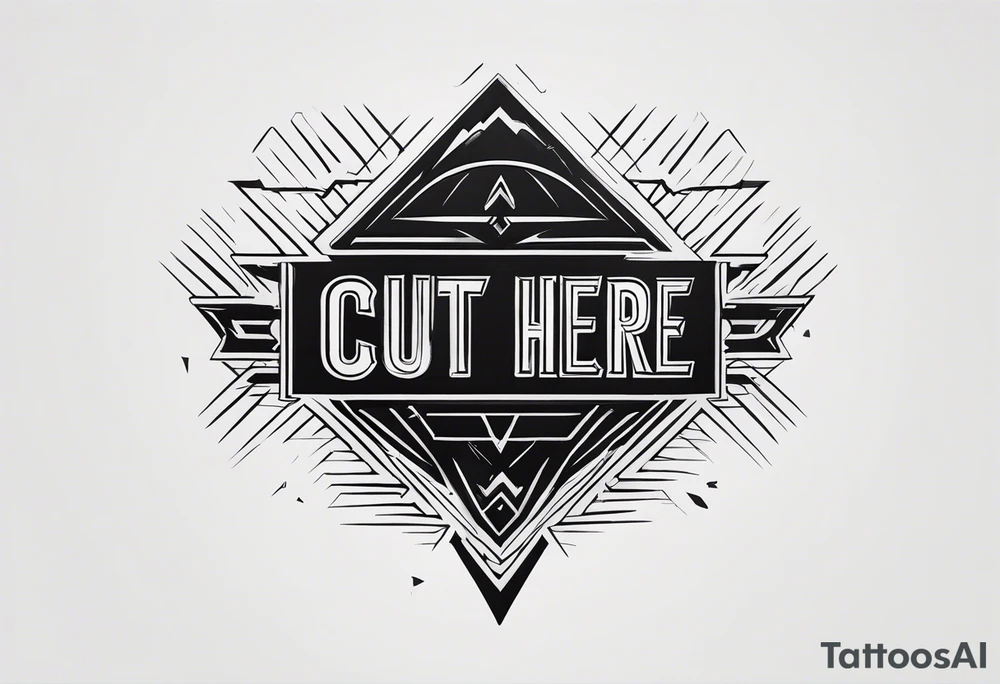 Cut here lettering tattoo design tattoo idea