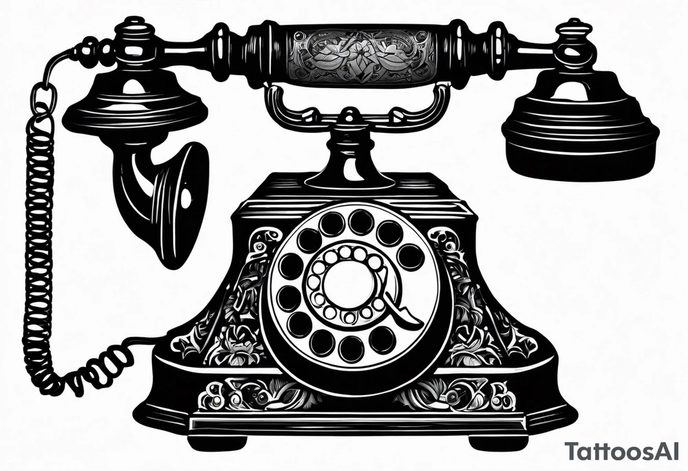 vintage telephone with eyes tattoo idea