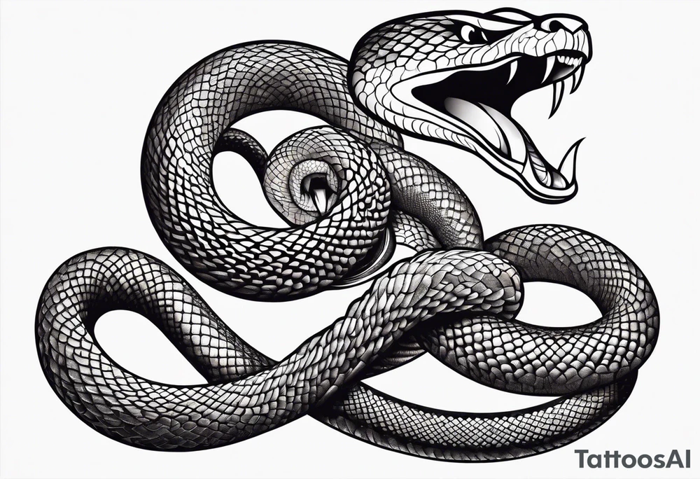 Snake long mouth open powerful tattoo idea