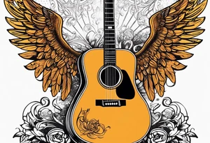 Microphone and musical notes and guitar and wings and Miranda Lambert tattoo idea