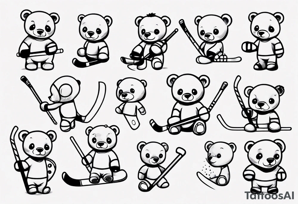 baby bear, minimalist, hockey tattoo idea