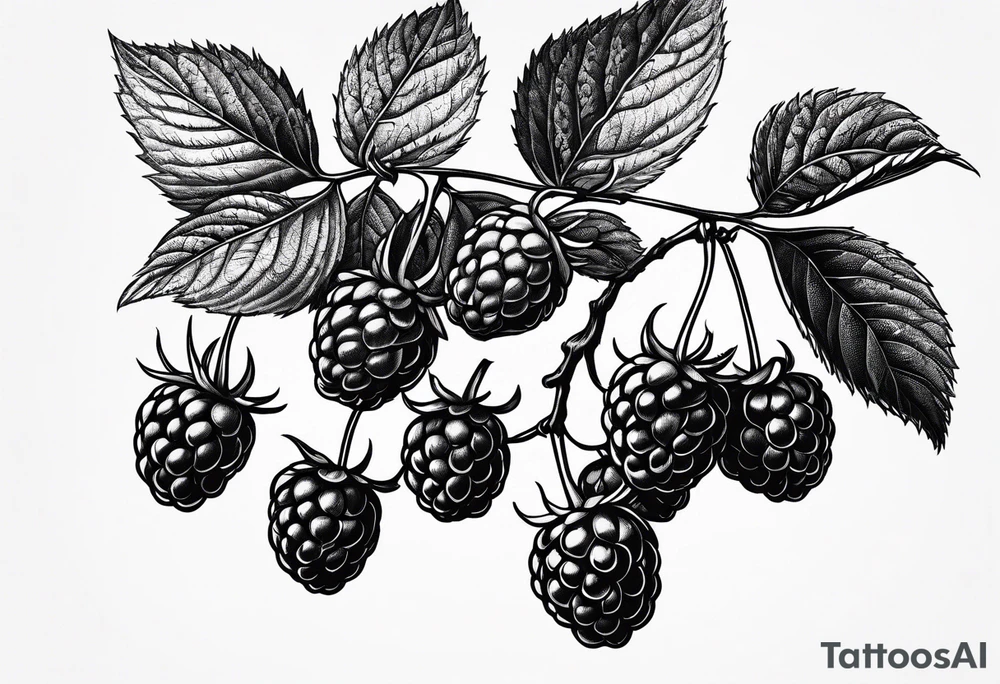 a small skinny raspberry branch that is hanging vertically tattoo idea
