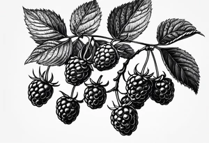 a small skinny raspberry branch that is hanging vertically tattoo idea