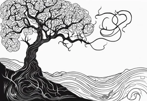 A tree reaching the sky with the roots reaching hell, having a snake around it. All based on Carl Jung ideas. tattoo idea
