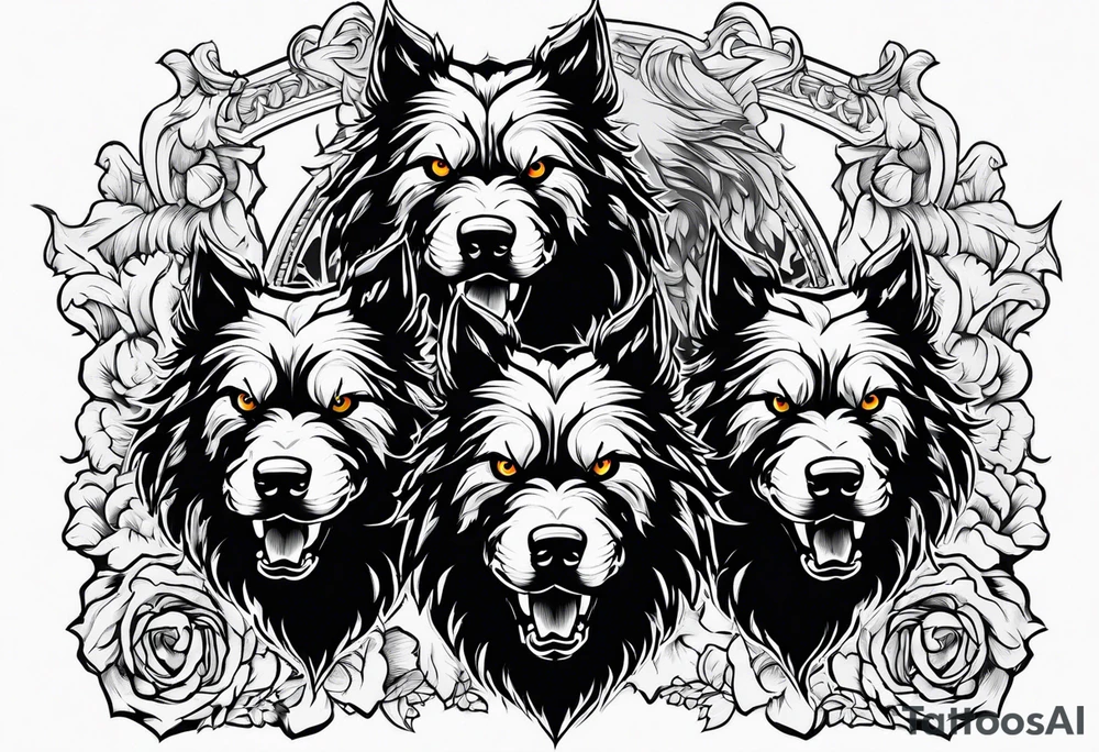 angry Cerberus tattoo idea