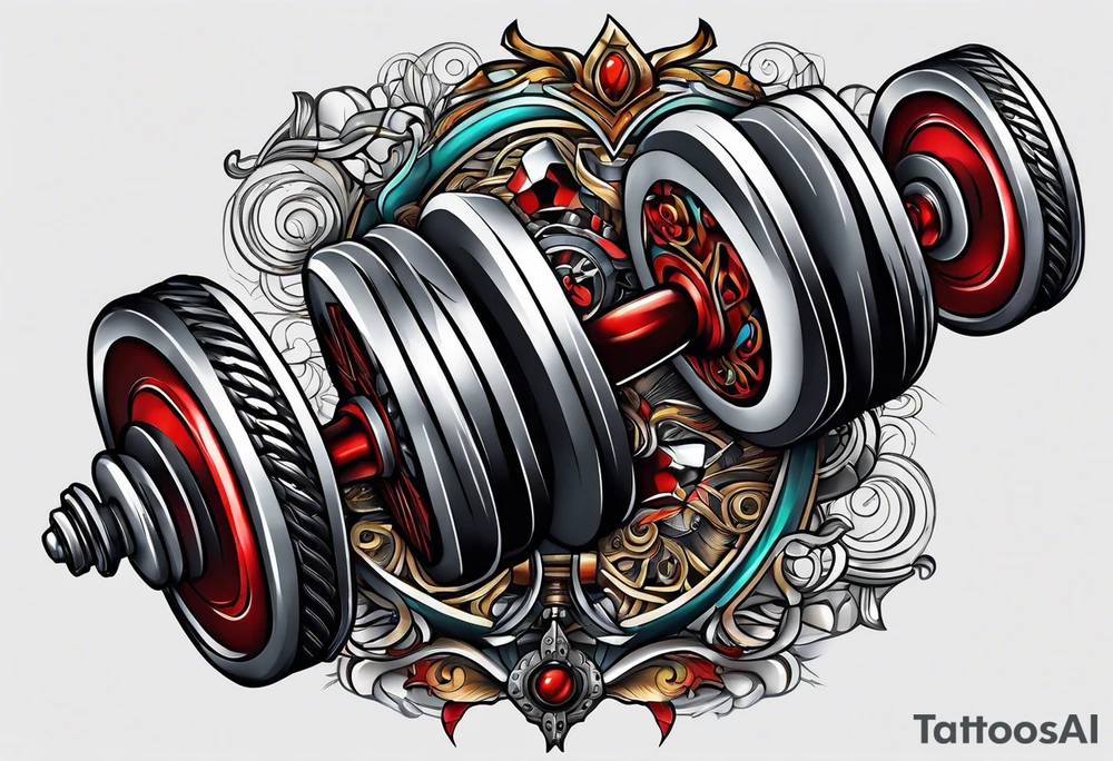 Dumbbell and strength mindset tattoo idea